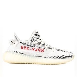 Used Men’s Size 8.5 (Euro Sz 42) Yeezy Boost 350 V2 Zebra Sneakers Black & White